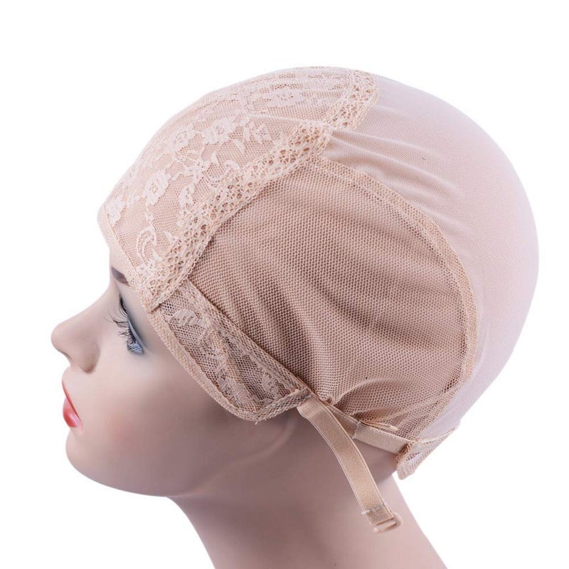 YANTAISIYU Double Lace Wig Caps for Making Wigs with Adjustable Strap on the Back Weaving Hairnets Swiss Lace Wig Cap (Blonde M 54cm) - Image 3